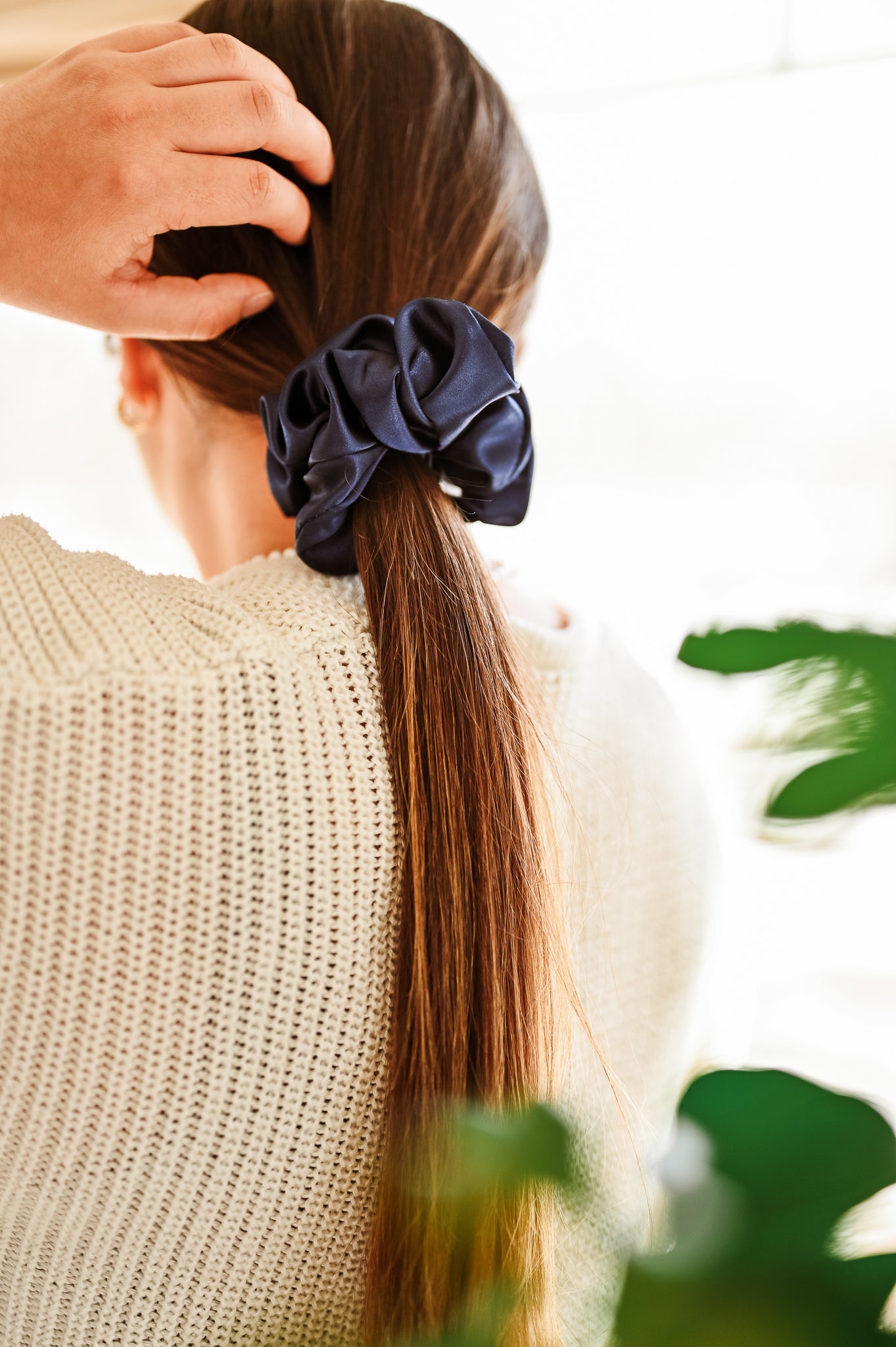 Chouchou XL satin - Bleu nuit