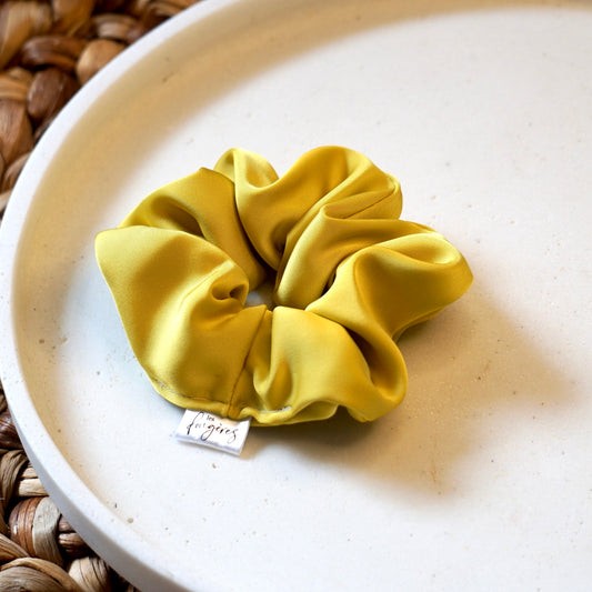 Chouchou satin - jaune électrique