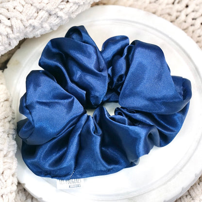 Chouchou XL satin - Bleu marine