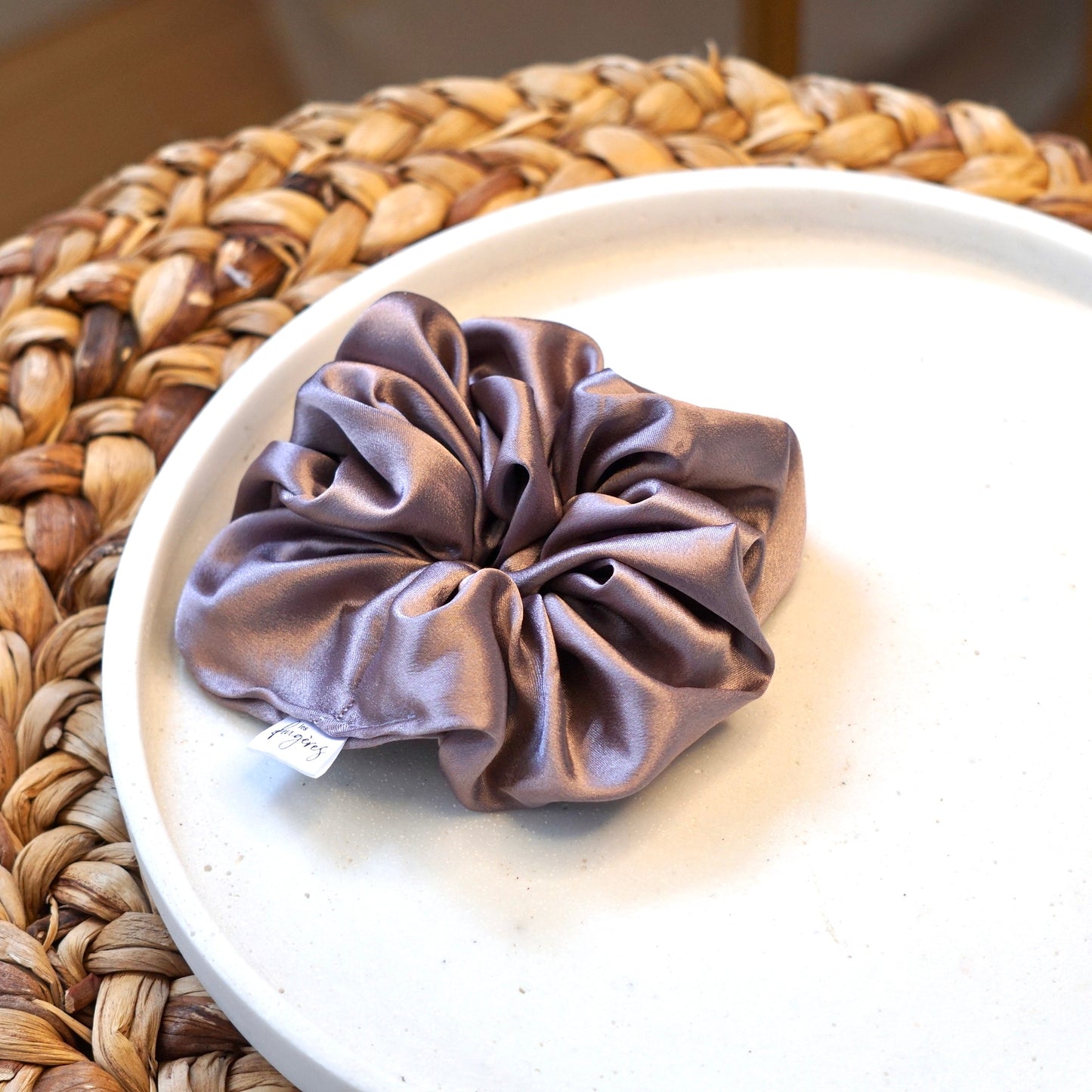 Chouchou XL satin - gris/mauve