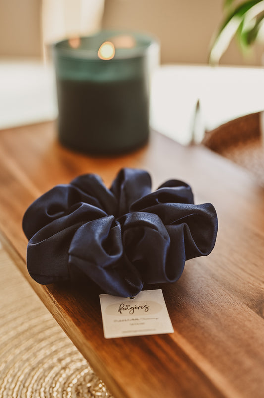 Chouchou XL satin - Bleu nuit