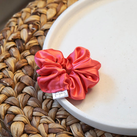 Chouchou satin - corail